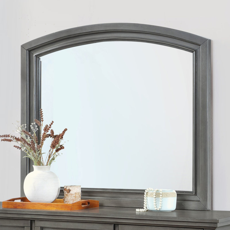 Tudor Solid And Engineered Wood Flat Wall Mirror, Gray