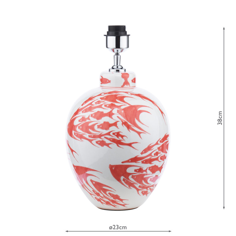 Simone Ceramic Table Lamp Fish Pattern Base Only, Coral