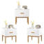 Table de chevet blanche moderne avec tiroir et pieds en bois, table de chevet minimaliste avec poignée pour chambre à coucher, salon, appartement
