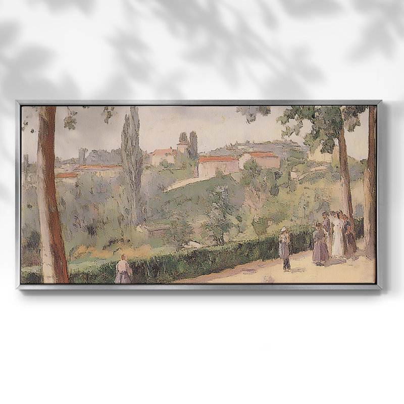 Série paysage - Lxxiii - Toile tendue avec châssis encadré - Prêt à être accroché, H 25 po x l 49 po, Argent argent