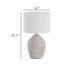 Lampe de table, abat-jour rond en lin, corps en céramique blanc vieilli de 24 po
