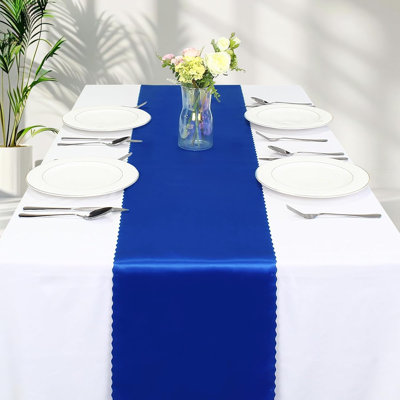 Chemin de table en satin bleu royal - Décoration élégante pour mariages, anniversaires, banquets, graduation et fiançailles