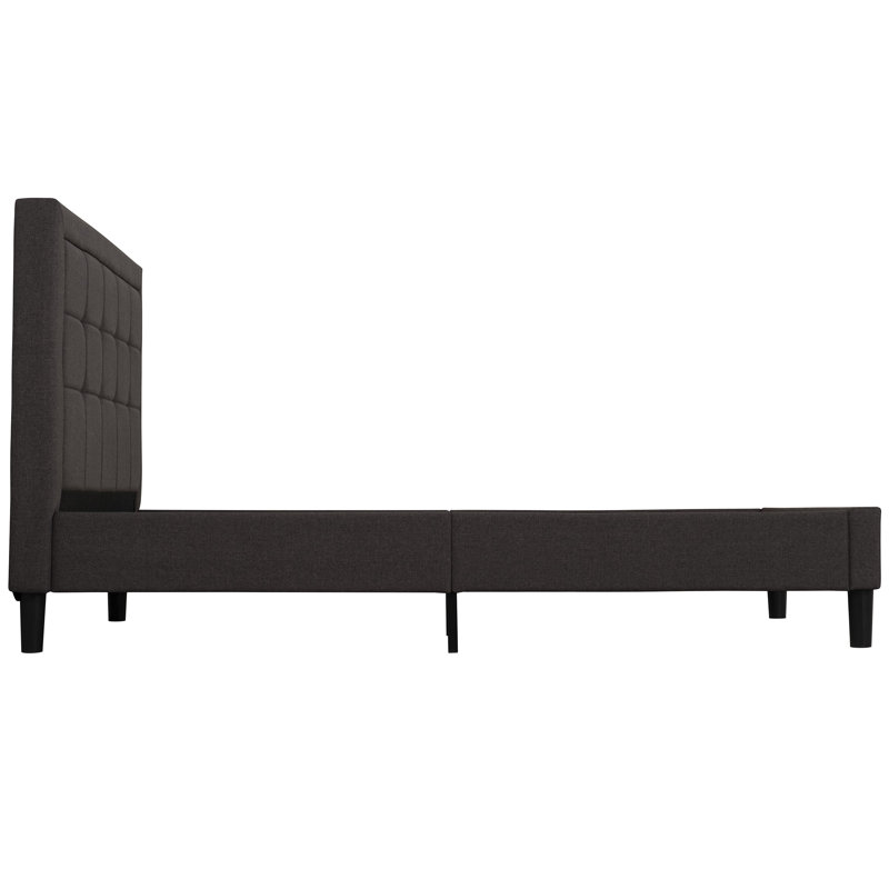 Lit plateforme double tapissier avec tête de lit capitonnée Cora, Double