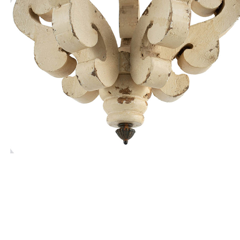 Lustre en bois de style campagnard blanc vieilli de style campagnard Chandeliar, ampoule non incluse