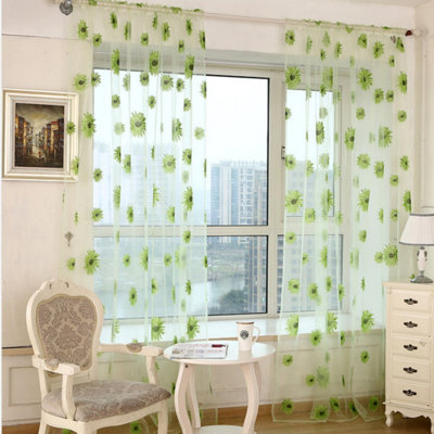 2 PCS rideaux de tournesol décor de cuisine rideaux transparents pour petite fenêtre voilage porte foulard lit panneaux de rideau pour chambre à coucher salon drapé floral