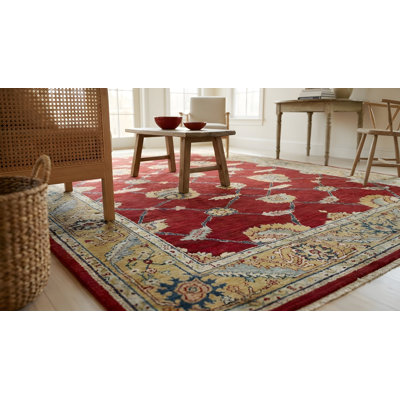 Tapis rouge en laine Oushak fabriqué à la main par Lux, un tapis luxueux et artistique pour ajouter de la chaleur et du charme à votre décor de salon, de chambre à coucher, de bureau ou de maison