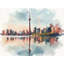 Papier peint paysage urbain abstrait aquarelle-365050855-365050844