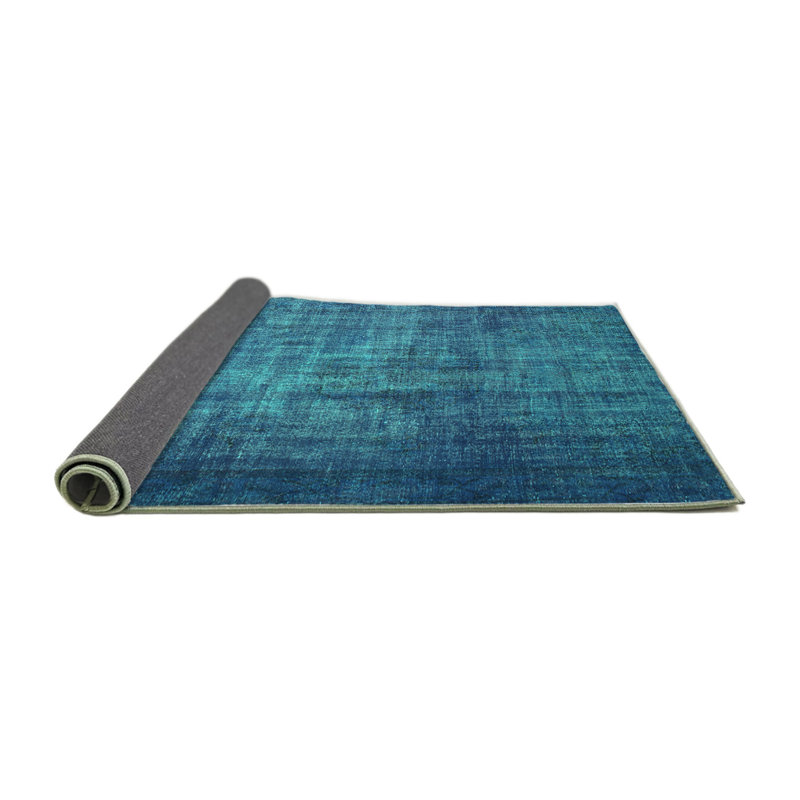 Tapis abstrait bleu tissé à la machine, Carré 3 pi