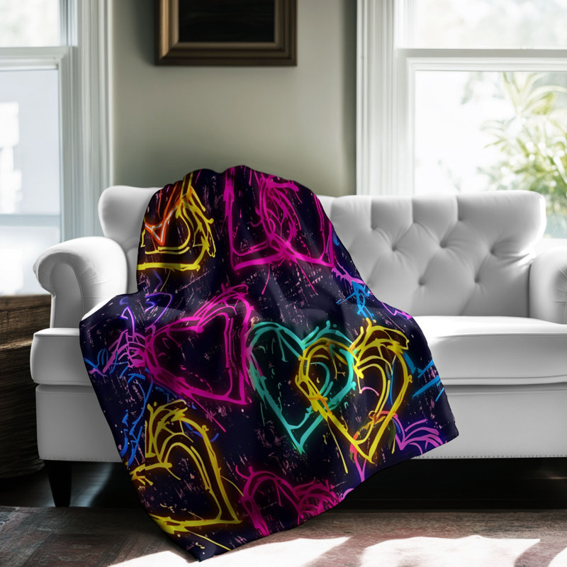 Jeté Street Love Glow - 1 pièce de qualité supérieure Sherpa, Grand lit