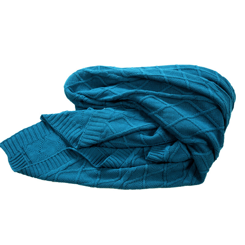 Knitted Throw Blanket, Teal
