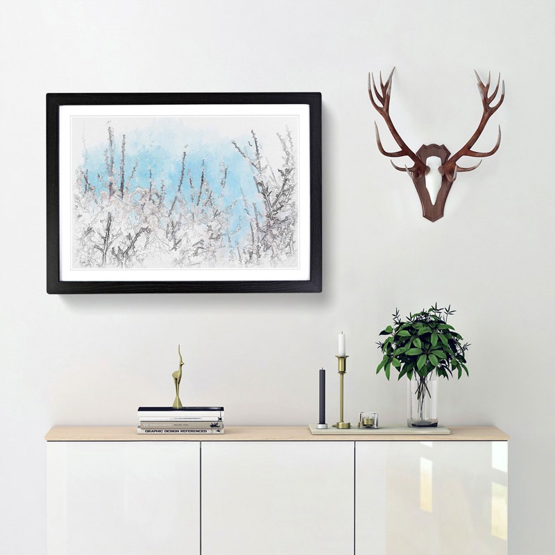 Top of the Blossom Tree Sketch - Picture Frame Graphic Art Print, Black Framed, 62cm H x 87cm W x 2cm D