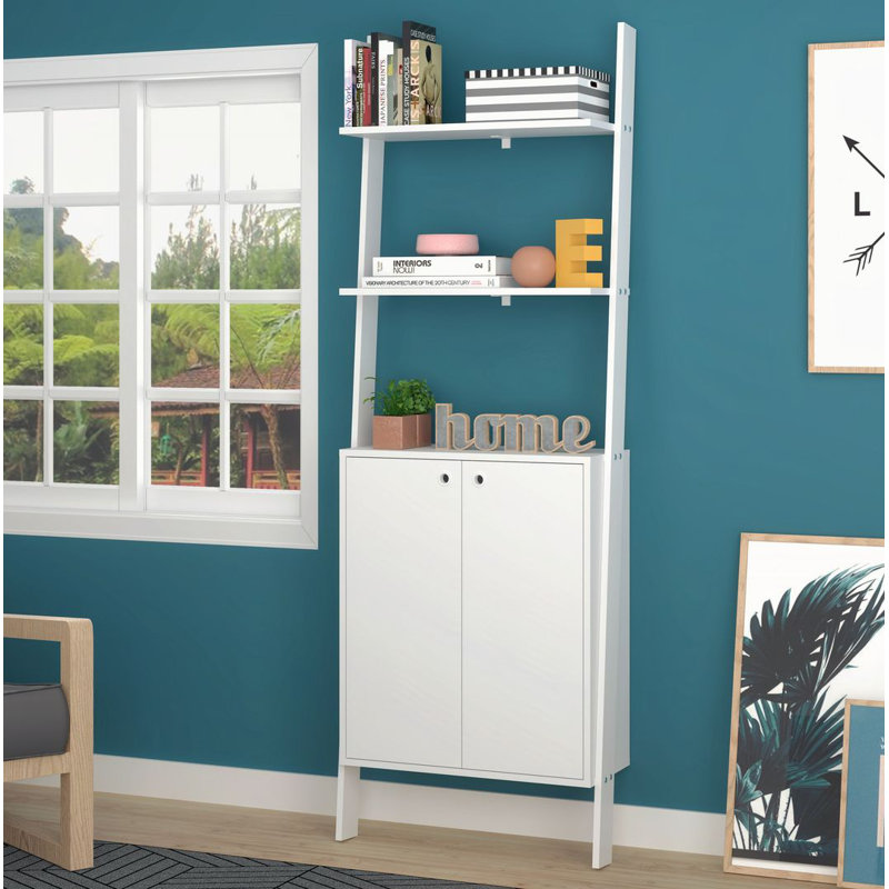 Anikin Ladder Storage Bookcase, White