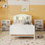 Lit plateforme simple en métal avec lumière, lit tapissier pour enfants avec tablettes de rangement escamotables-603598948