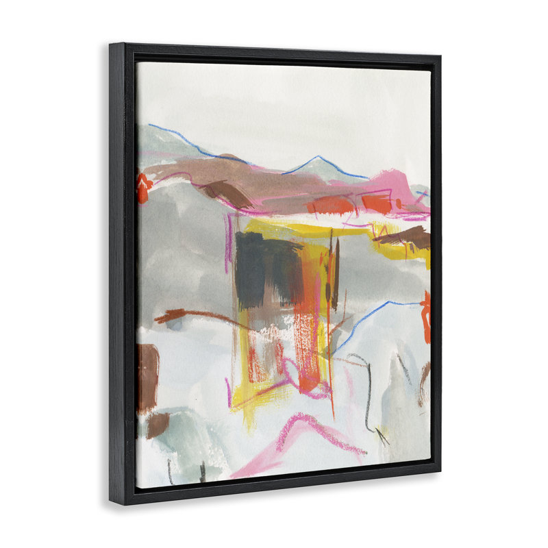  "Bold Abstract Mountain Shapes", art mural encadré par Melissa Wang, Cadre flottant noir de jais, H 21 po x l 17 po