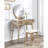 Contemporary Gold Vanity - With Stool, Mirror And Storage Feature Modern Stool , Wood Frame With Drawer For Photography-606378709