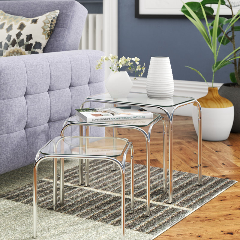 Glass Top Nesting Tables, Clear