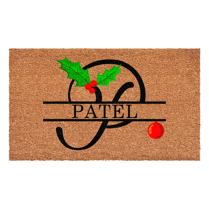 Paillasson de Noël personnalisé, lettre P, L 17 po x L 29 po