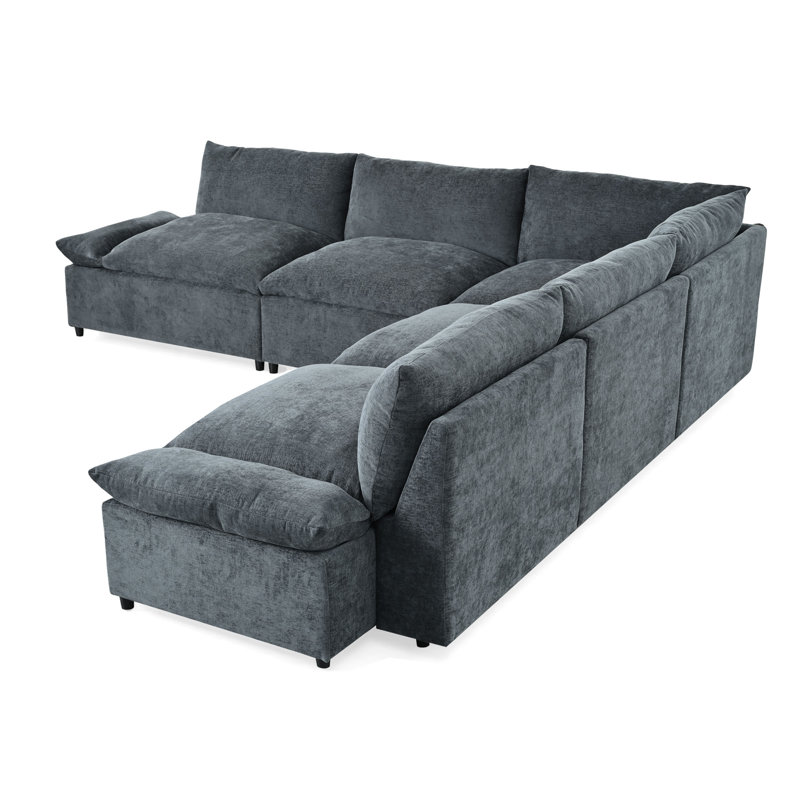 Canapé modulaire gris foncé 115,5 po avec revêtement en polyester durable