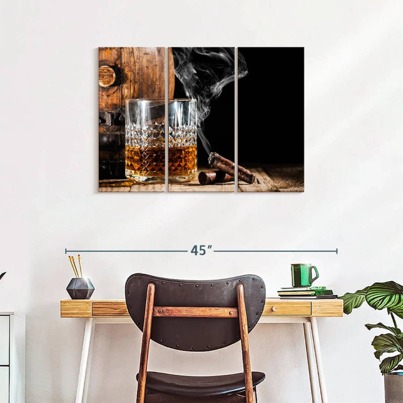 Bourbon tonneau et cigare 3 pièces, H 24 po x l 38 po x P 1,25 po
