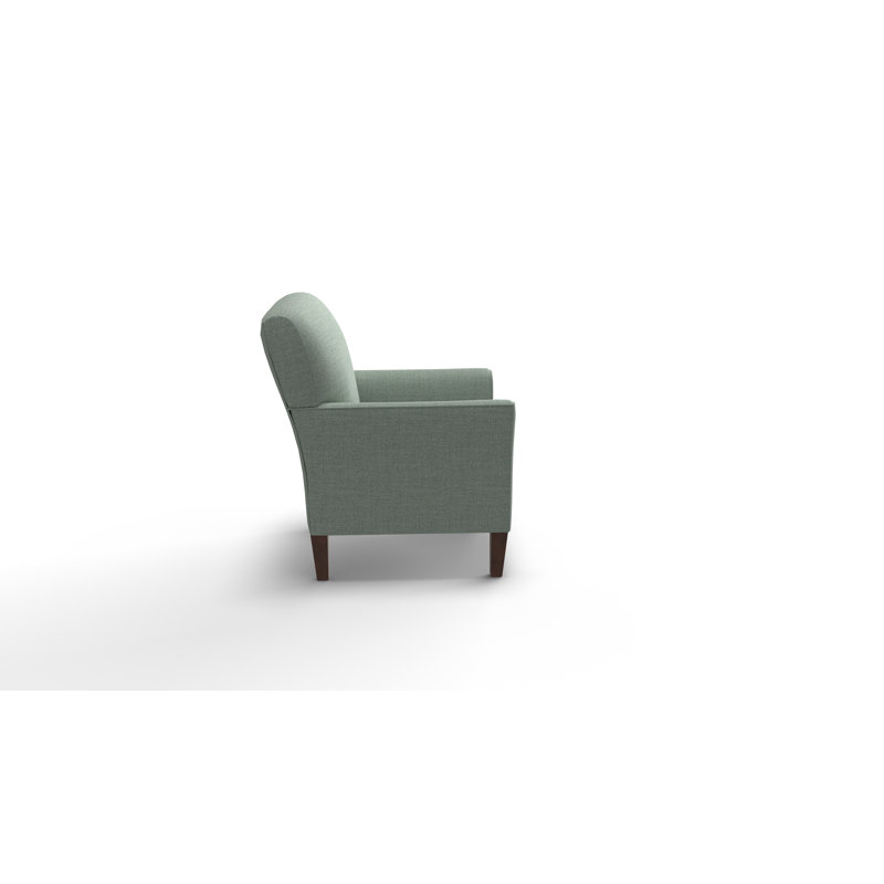 Shirleyann Upholstered Club Chair, Blue Polyester Blend, Dark Walnut