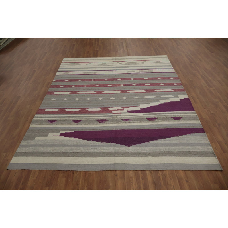 Tapis kilim à motifs géométriques élégants 8 x 10