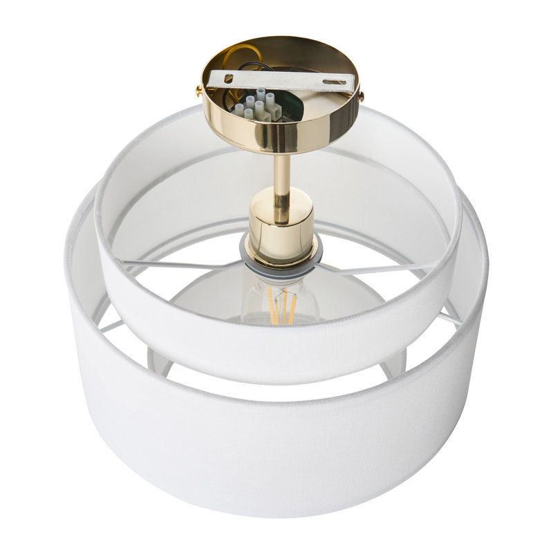 1 - Light Gold Drum Pendant, White