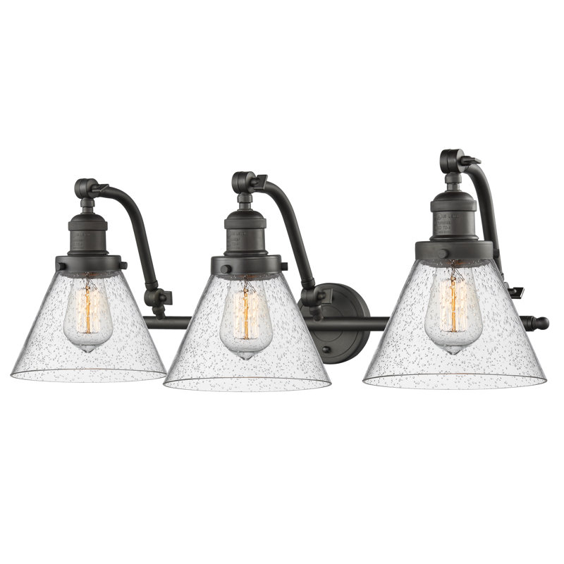 Plumlee 3 - Light Dimmable Vanity Light, Oil Rubbed Bronze, 3 W LED Vintage Dimmable Bulb, Seedy