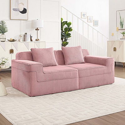 Modern Modular 2-Seat Loveseat Sofa Couch with Throw Pillows, Cloud Sectional Couch with Deep Seat