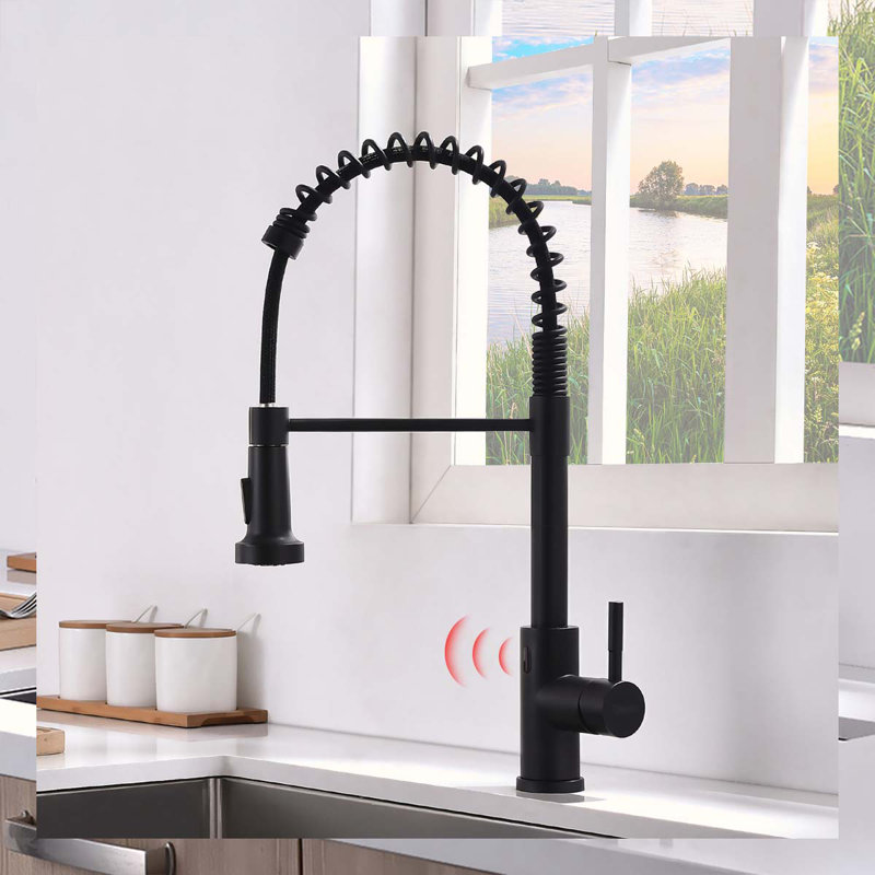 HOOSENG Pull Down Touchless Kitchen Faucet, Matte Black