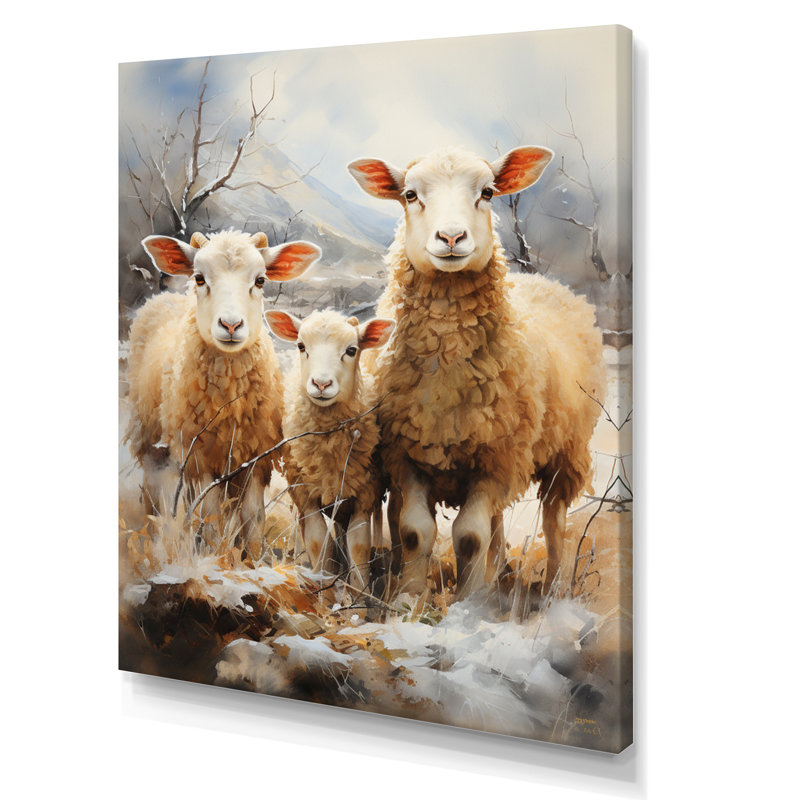 " Beige Sheep Rustic Ruminations III ", Wrapped Canvas, 32" H x 24" W x 1" D
