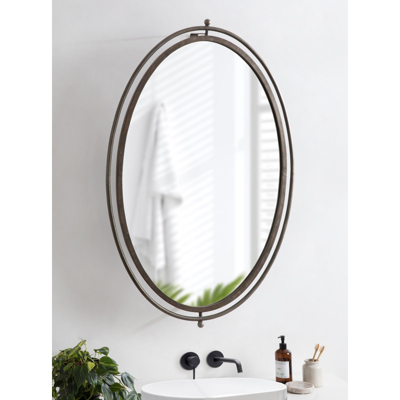 Menderes Metal Flat Mirror, Silver, 34.5" H x 23" W