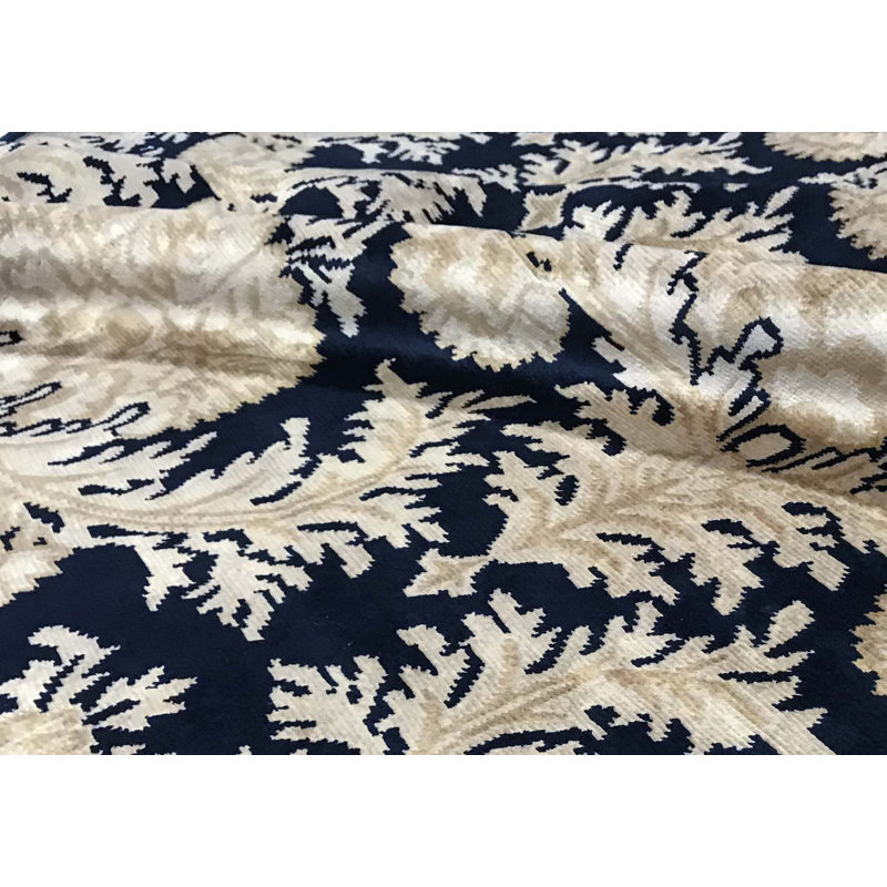 Hand-Knotted High-Quality Navy and Beige Area Rug