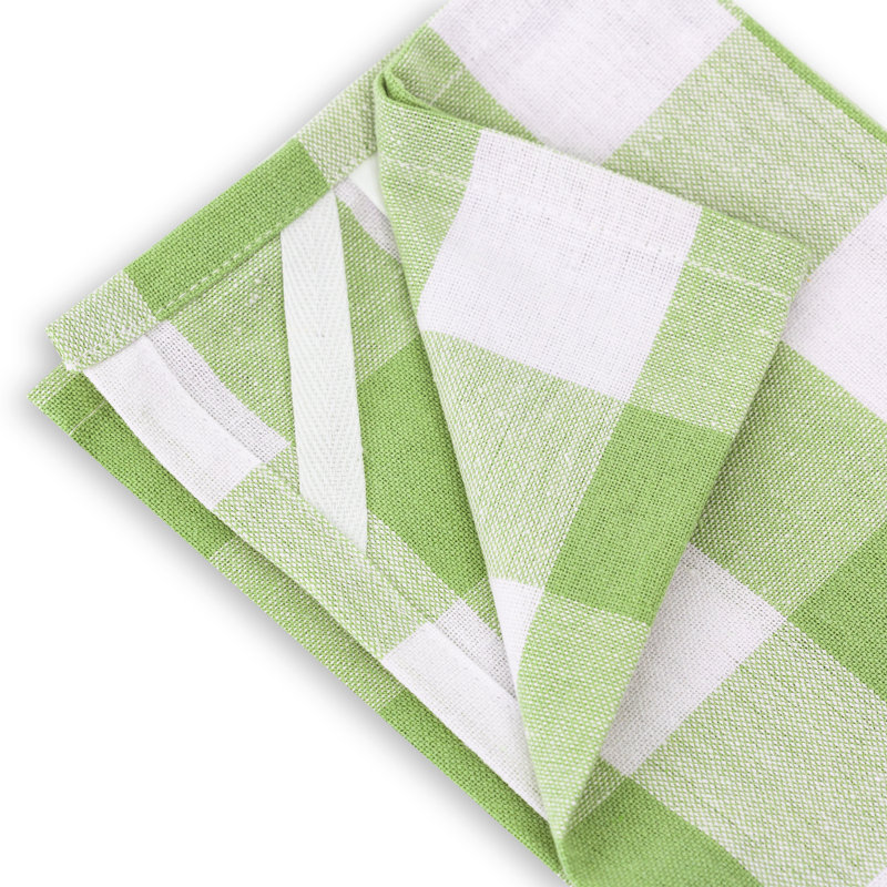 Torchon Country Check, Vert / blanc