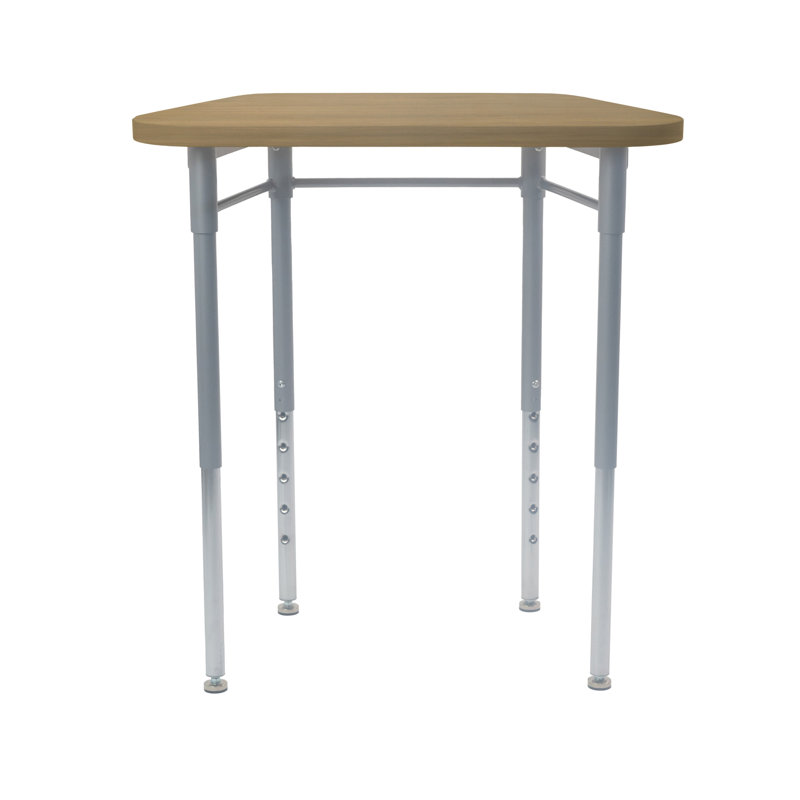 Bureau de classe en forme de trapèze Collaborative - grain d'érable / argent, H 33,5 po x l 18 po x P 32 po, Chêne Pasadena