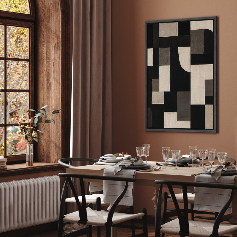Reproduction d'art sur toile - Œuvre abstraite, décor moderne neutre pour le salon, Toile tendue, Noir, H 24 po x l 16 po