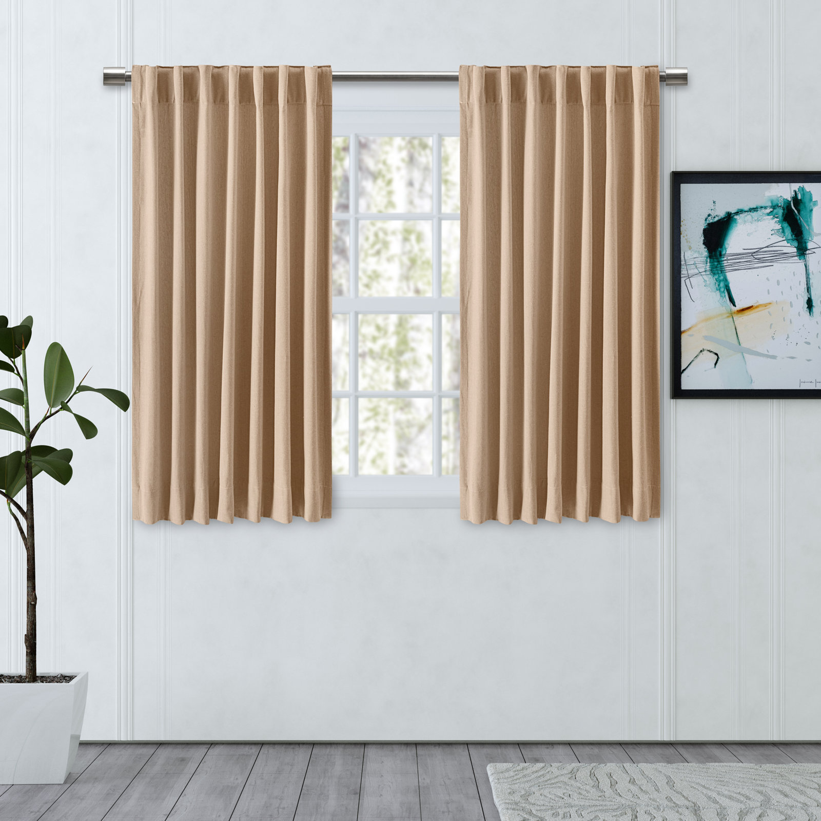 LeeRoy Chevron Room Darkening Curtain Panel, Natural, 48" W x 96" L