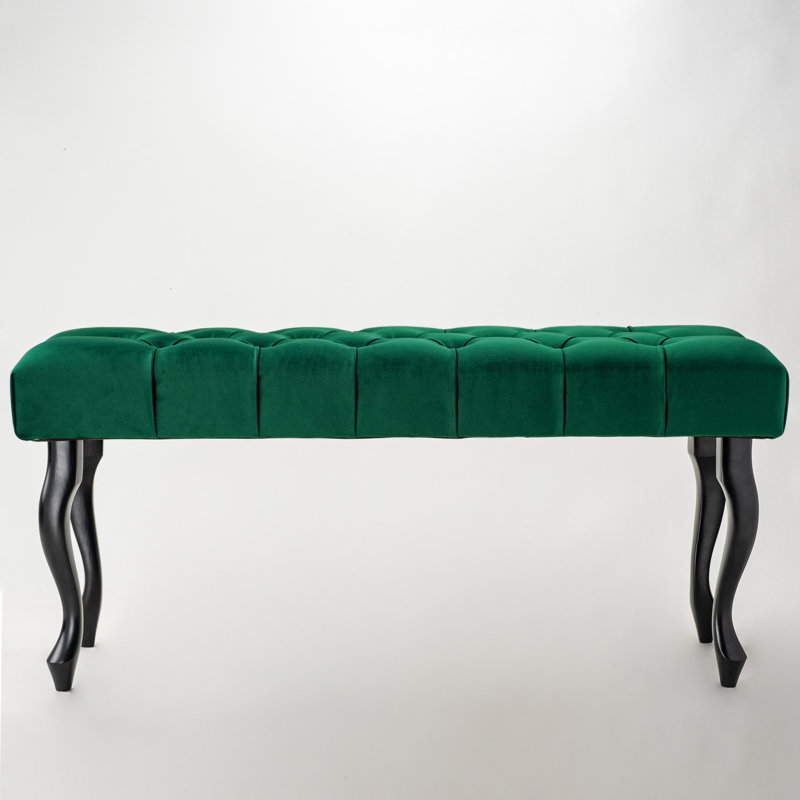 Migrati 100% Polyester Upholstered Bench, Green