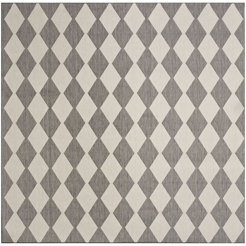 Tapis intérieur / extérieur rectangulaire Positano, Gris anthracite, Square 8'