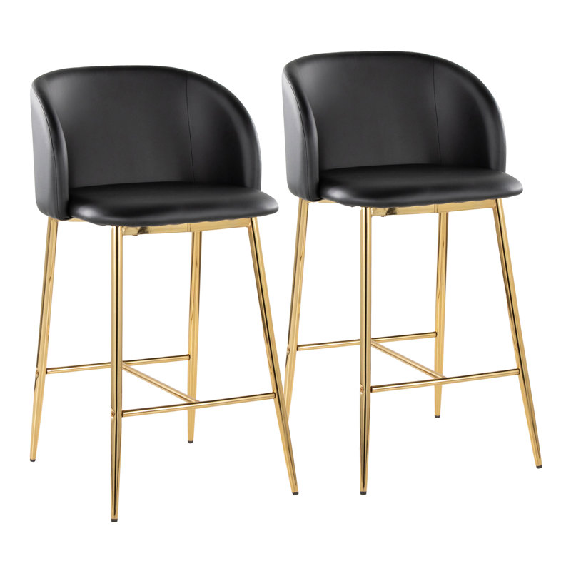 Tabouret de comptoir 26 po Terrance, Doré, Noir, noir, noir, noir