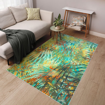 Tapis tissé à la machine à motif abstrait Life of the Party I