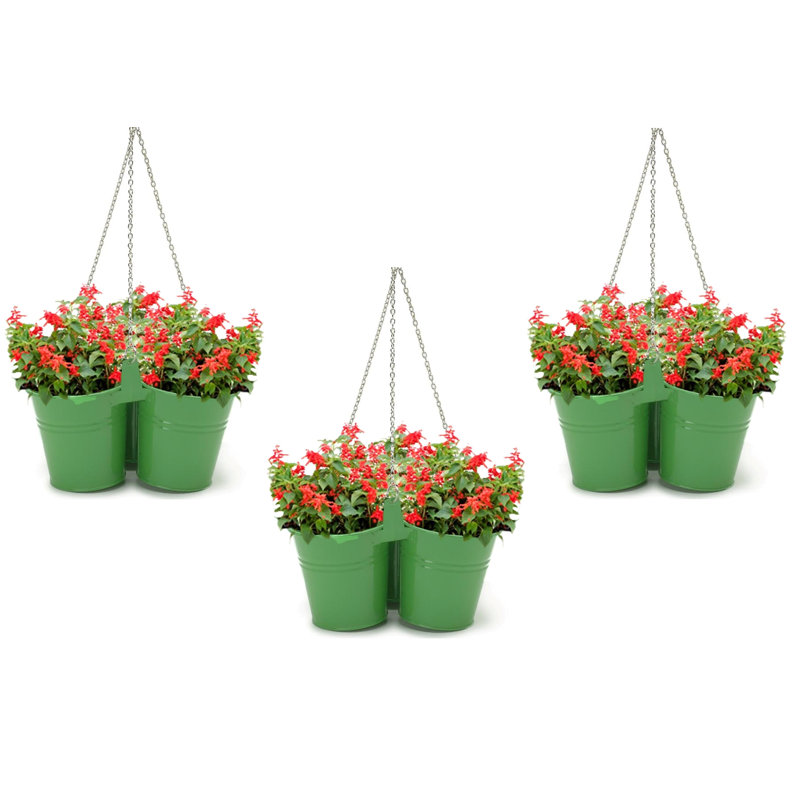 Pot à fleurs suspendu en métal Tegid, Vert