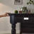 Retro Black Rectangular Solid Wood Dining Table-1259950285