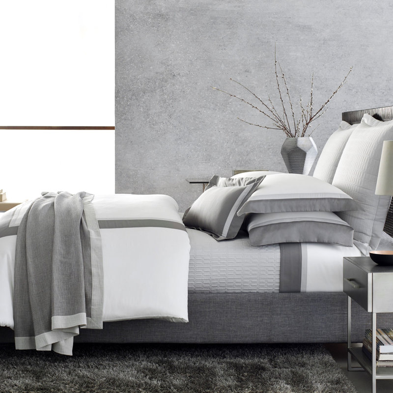 Borders Sateen Sheet Set, White/Sion/Slate Blue, Twin