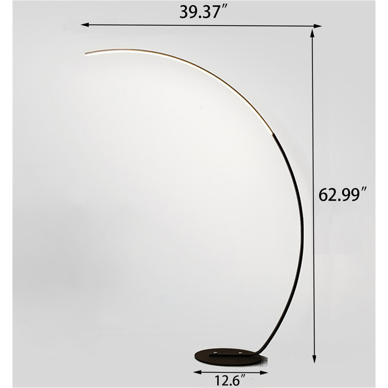 Lampe DEL sur pied arquée 63 po Crecencio, Noir