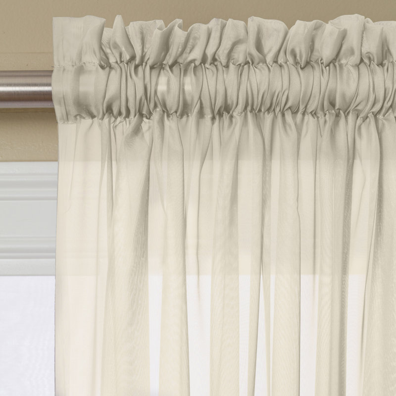Penzance 100% Polyester Semi-Sheer  Volie Solid Curtain Panel with Rod Pocket Top, Ivory, 54" W x 84" L