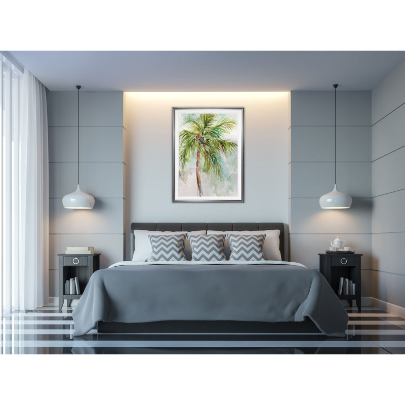 « palm breezes ii », impression, H 30 po x l 22 po x P 1,5 po, Cadre argenté