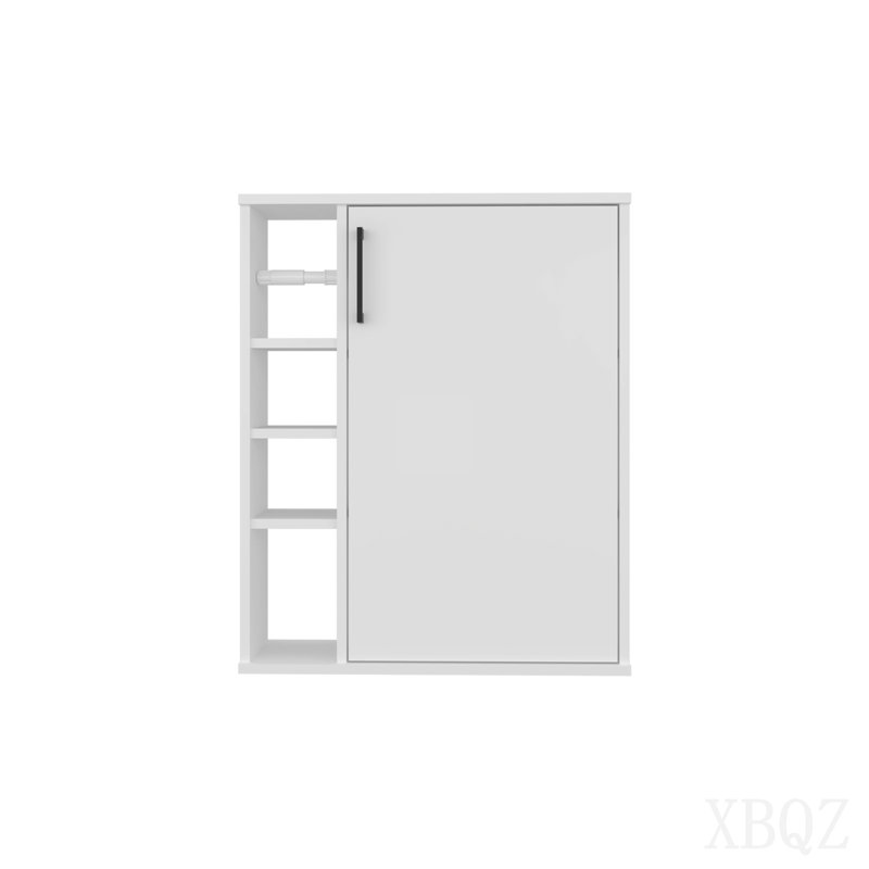 Meller Wall-Mounted Medicine Cabinet With 1 Door And 3 Open Shelves, Modern Bathroom Storage Organizer, White