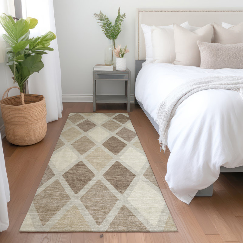 Premium Machine Washable Prisco Taupe Rug, Runner 2'3" x 7'6"