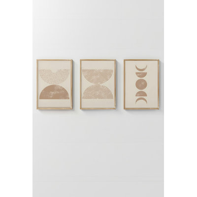 Ensemble de 3 peintures élégantes encadrées décoratives, 12,9 po x 18,9 po | Cadre 100% bois massif (épaisseur: 0,8 pouce), œuvre d'art 100% MDF | Impression numérique éclatante, parfaite pour la décoration de salon et de bureau