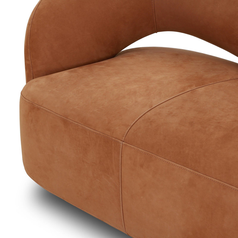Canapé 95,5 po Dawnett, Cuir fleur nubuck cognac